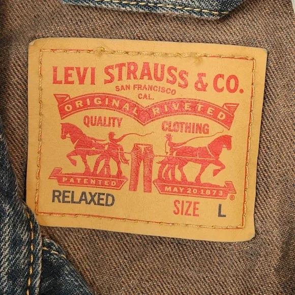 Levis Relaxed Fit Denim‎ Trucker Jacket Mens Large Blue Jean Cotton Casual - Picture 4 of 14